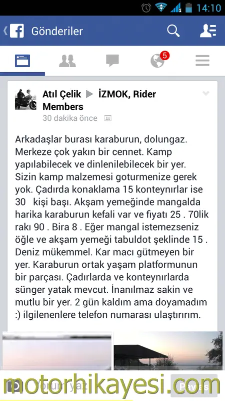 moto rota: Dolungaz, facebook tanıtım mesajı