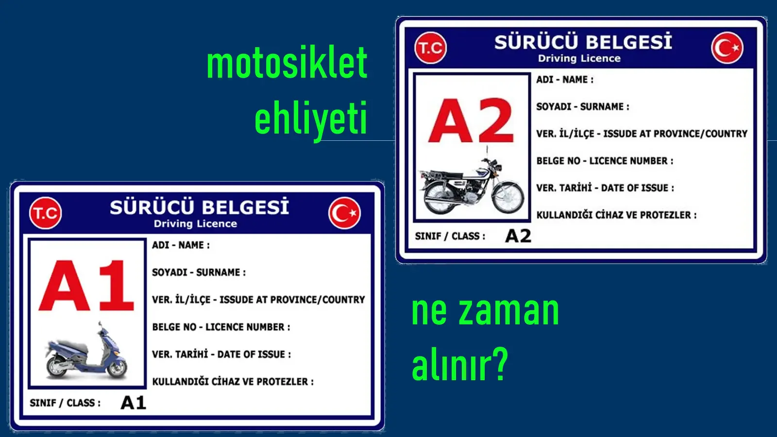 A1-A2 Ehliyet kartları