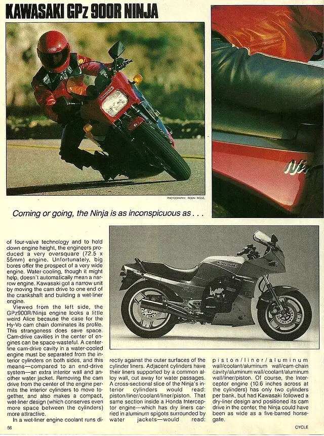 1984-Kawasaki-Ninja-GPz900R, dergi sayfası tanıtım