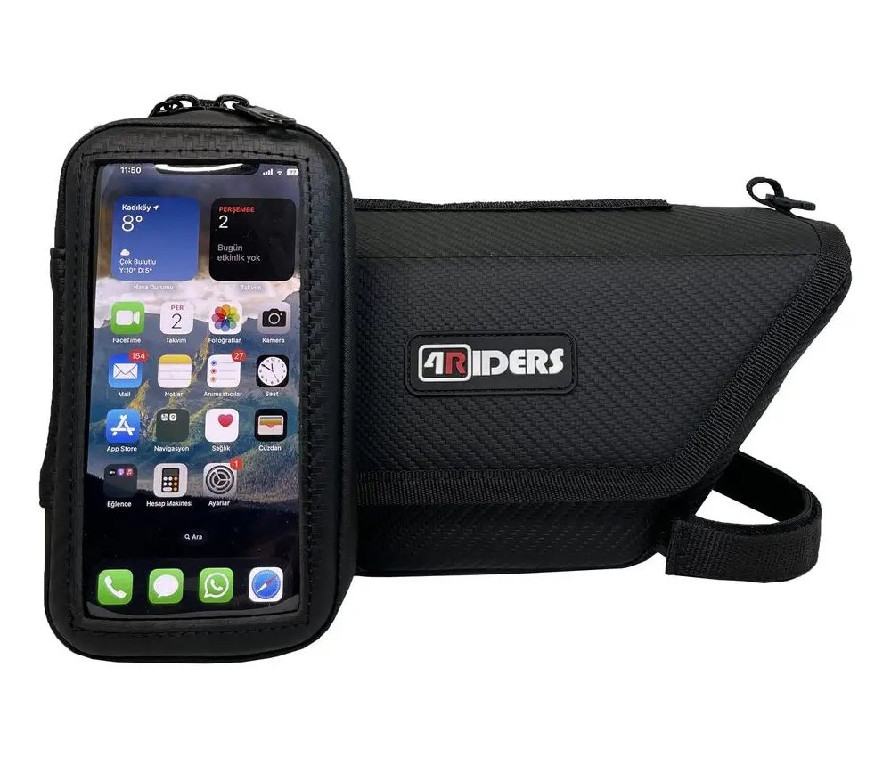 4Riders Carbon Series Maxi gidon çantası, telefonluk dik solda