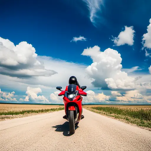 sıcakta motosiklet süren kız, önden görünüş